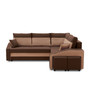 Rozkládací rohová sedací souprava s taburety a poličkou GRANDE micro Pravá Hnědá