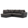Rozkládací rohová sedací souprava VEGAS 245/190 Tmavě šedá/černá eko-kůže Levá