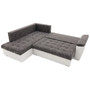 Rozkládací rohová sedací souprava VEGAS 245/190 Tmavě šedá/bílá eko-kůže Levá - galerie #1