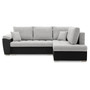 Rozkládací rohová sedací souprava VEGAS 245/190 Světle šedá/černá eko-kůže Pravá - galerie #1