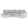Rozkládací rohová sedací souprava VEGAS 245/190 Světle šedá/bílá eko-kůže Levá