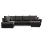 Rozkládací rohová sedací souprava VEGAS 315/190 Levá Šedá I/černá