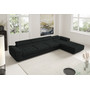 Rohová rozkládací sedací souprava BENJAMIN 272 XL Pravá Černá
