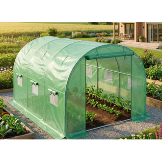 Zahradní fóliový tunel s rolovanými stěnami, zelený, 200x300x200 cm