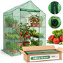 Mini skleník s policemi, zelený, 143x73x195 cm