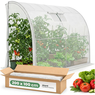 Nástěnný fóliový zahradní skleník, bílý, 100x200x210 cm