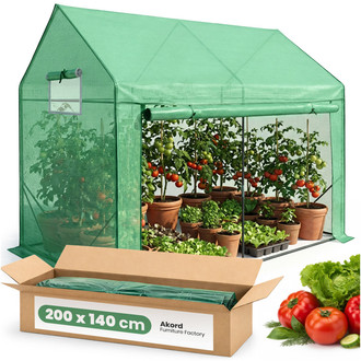 Zahradní fóliový skleník, zelený, 200x140x200 cm