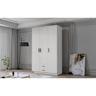 Šatní skříň ADA I 120 cm - bílá/černé úchytky