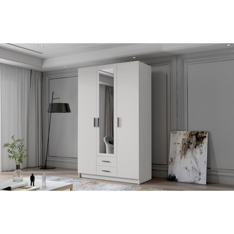 Šatní skříň ADA II 120 cm - bílá/černé úchytky