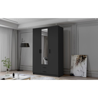 Šatní skříň ADA II 120 cm - černá/černé úchytky