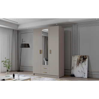 Šatní skříň ADA II 120 cm - béžová/zlaté úchytky