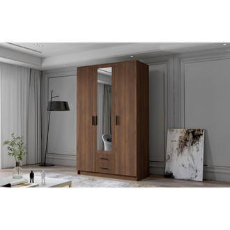 Šatní skříň ADA II 120 cm - ořech/černé úchytky