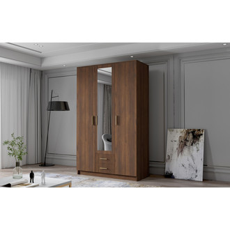 Šatní skříň ADA II 120 cm - ořech/zlaté úchytky