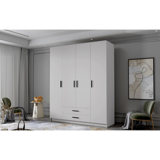 Šatní skříň ADA I 160 cm - bílá/černé úchytky