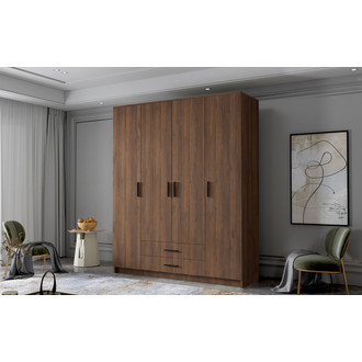 Šatní skříň ADA I 160 cm - ořech/černé úchytky