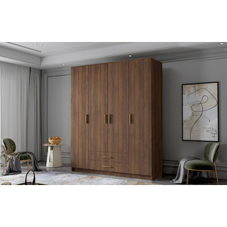 Šatní skříň ADA I 160 cm - ořech/zlaté úchytky