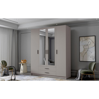 Šatní skříň ADA II 160 cm - béžová/černé úchytky