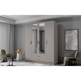 Šatní skříň ADA II 160 cm - béžová/zlaté úchytky