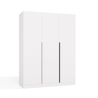 Šatní skříň SENSO 3D - bílá - černé úchytky